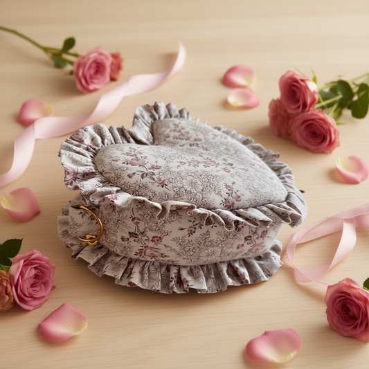 Patrón de costura bolso corazón con volante fruncido (2 tamaños)