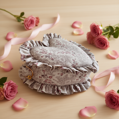 Patrón de costura bolso corazón con volante fruncido (2 tamaños)