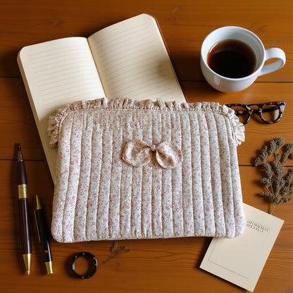 Patrón de costura funda para portátil, 3 tamaños (13, 14, 15/16"), acolchada, con cremallera y volante fruncido