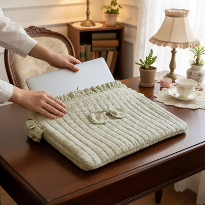 Patrón de costura funda para portátil, 3 tamaños (13, 14, 15/16"), acolchada, con cremallera y volante fruncido