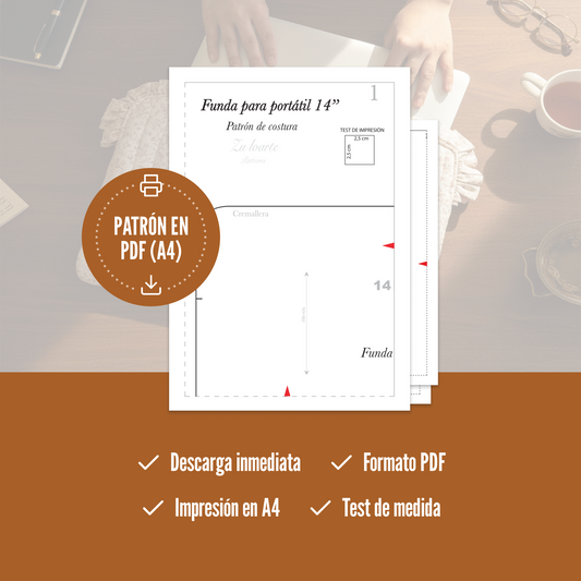 Patrón de costura funda para portátil, 3 tamaños (13, 14, 15/16"), acolchada, con cremallera y volante fruncido