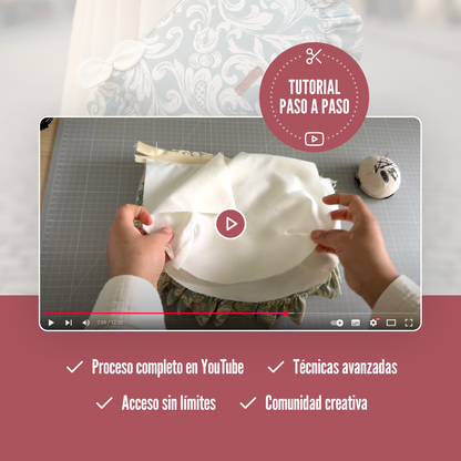 Patrón de costura bolso pouch de mano con asa, lazo y fruncido al rededor