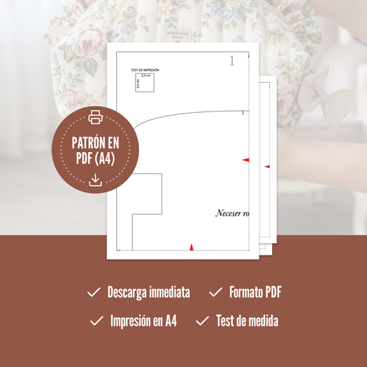 Patrón de costura neceser acolchado con lazo decorativo y fruncido