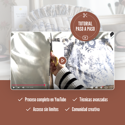 Patrón de costura neceser acolchado con lazo decorativo y fruncido